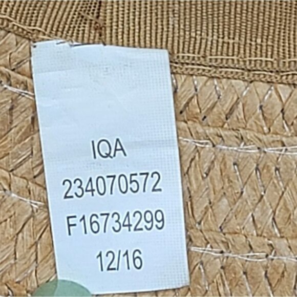 Women's Floppy Wide Brim Straw Summer Hat Tan & Navy - Picture 10 of 10